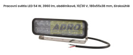 Pracovní světlo LED 54 W, 3960 lm, obdélníkové, 10/30 V, 180x55x38 mm, širokoúhlé, 18 LED