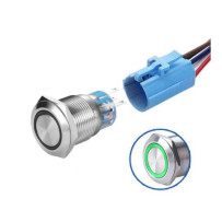 LED vodotěsný spínač 19 mm - Zelené podsvícení, 12 - 24V