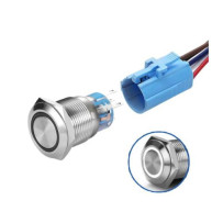 LED vodotěsný spínač 19 mm - Bílé podsvícení, 12 - 24V